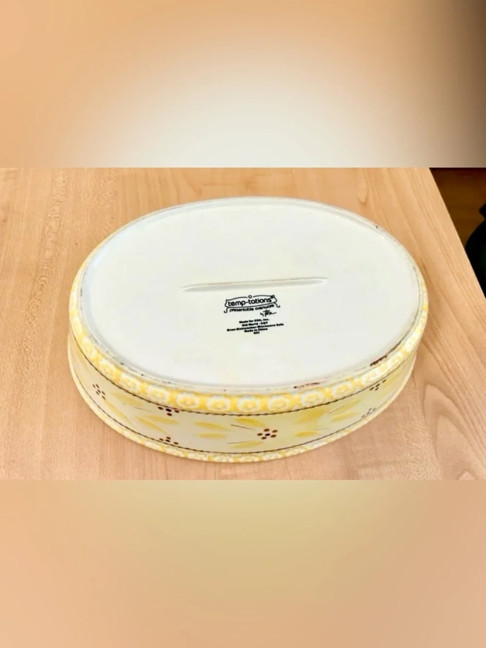 temptations bakeware presentable ovenware old world yellow Tara serving bowl